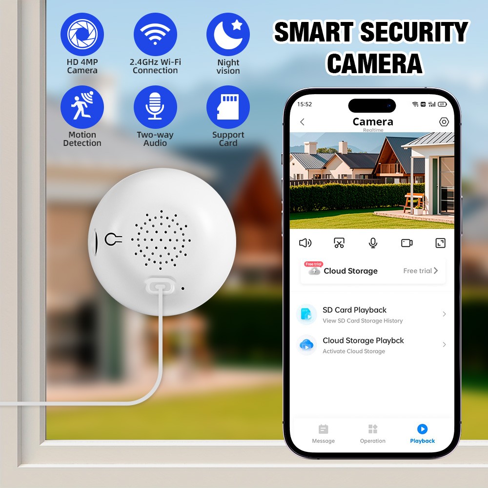2.4G WIFI 4MP Window Camera Indoor for Home Security Easy&Quick Install 2.5K