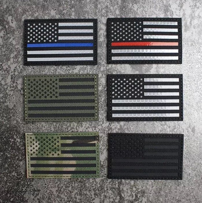 Reflective Thin Red Line Fire Fighter EMS Safety Patch Hook And Loop Laser Cut