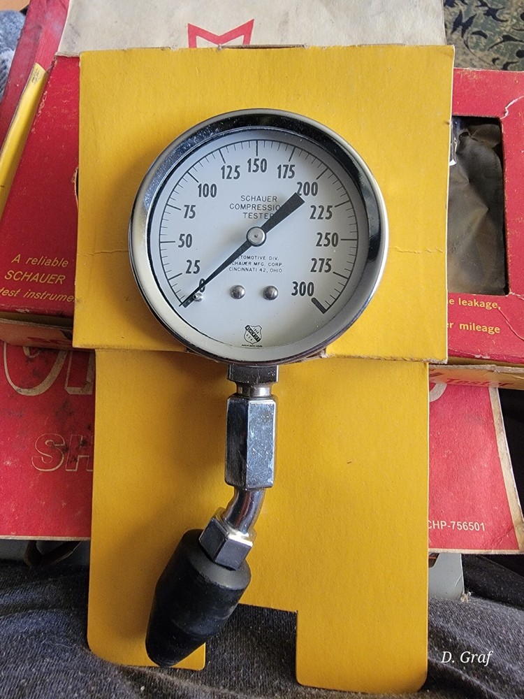 Vintage Schauer USA Compression Tester Untested, Original Box And Paperwork