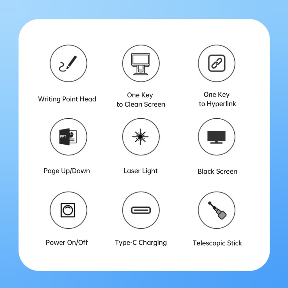 Wireless Presentation Pointer With Telescopic Stick Stylus Pen For UVSR