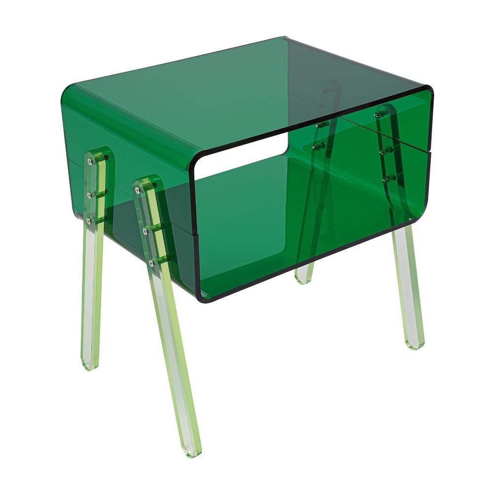 Acrylic Decorative End Table, 2-Tier Home Display Nightstand with Open Storage