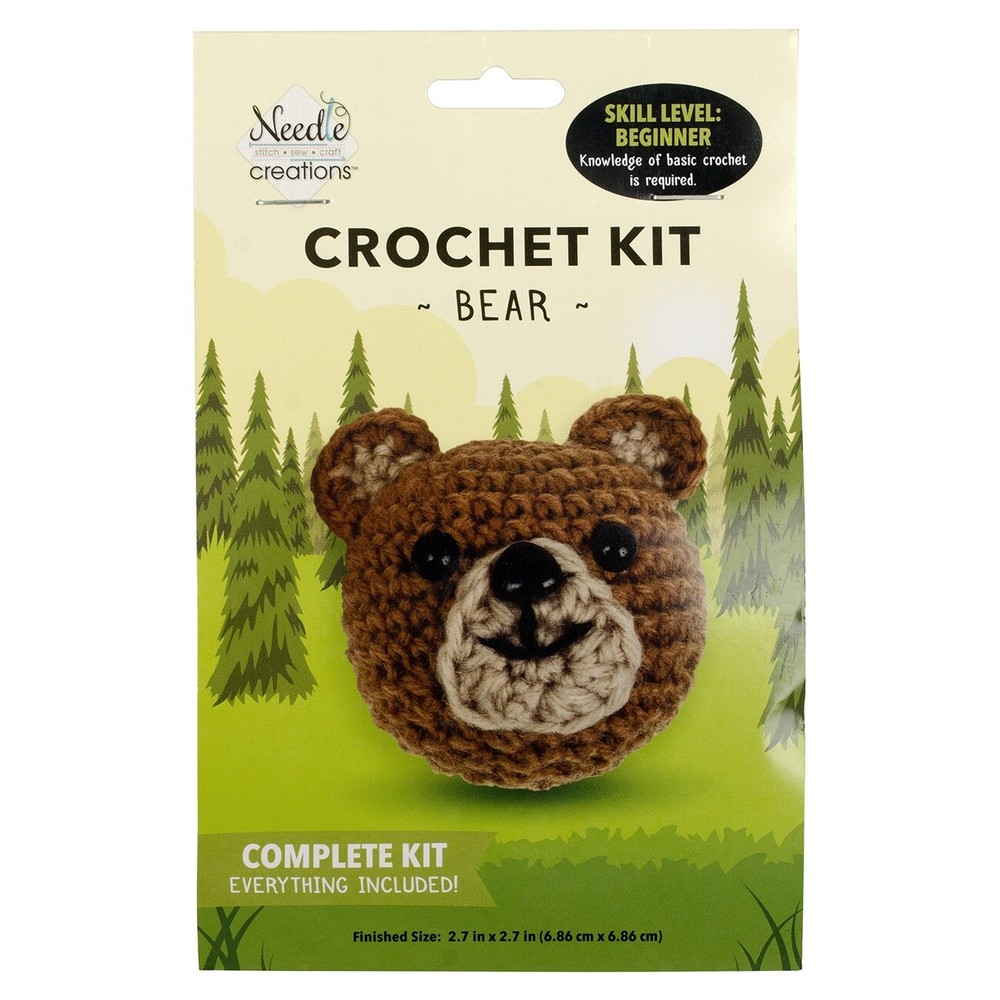 Fabric Editions Mini Crochet Kit-Bear 2.7"X2.7"
