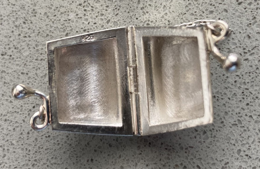 Tiny sterling silver etched purse pill box
