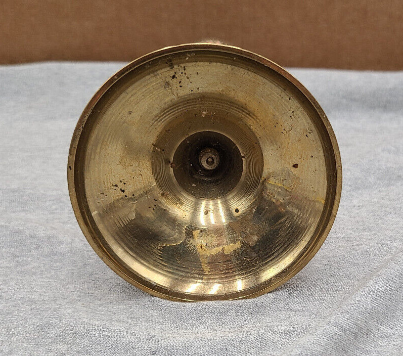 Single Brass Candlestick / holder - 7 1/2 " tall, 3" round base