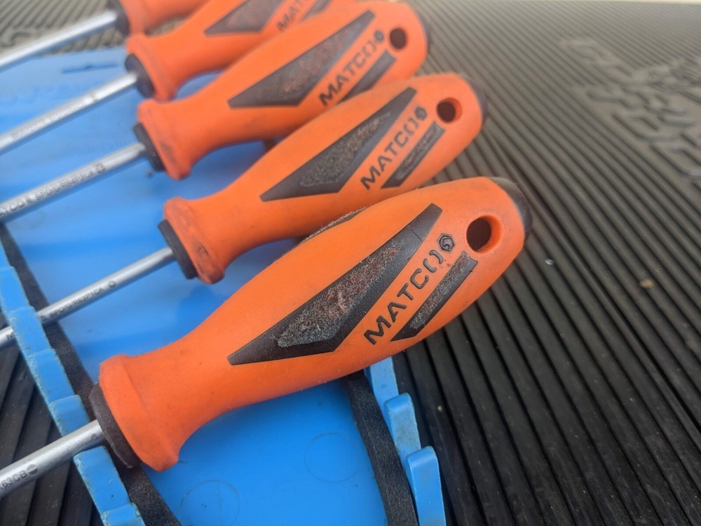 #ay954 Matco Tools 5 Pc Premium Orange Screwdriver Set