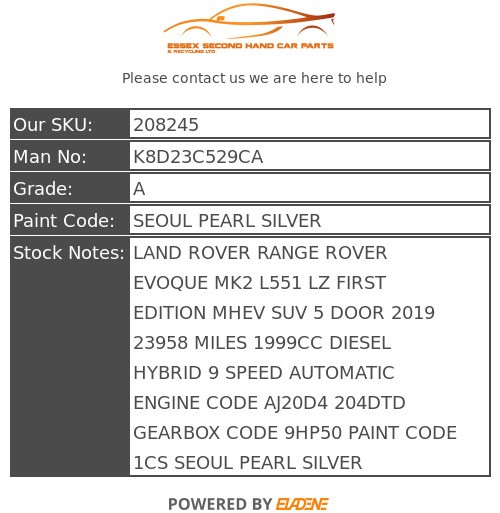 RANGE ROVER EVOQUE STEERING COLUMN MK2 L551 MHEV K8D23C529CA