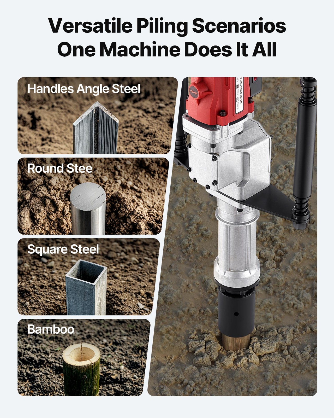 VEVOR Electric T Post Driver 2200W Handheld Pounder with Two Sleeves Fence Farm