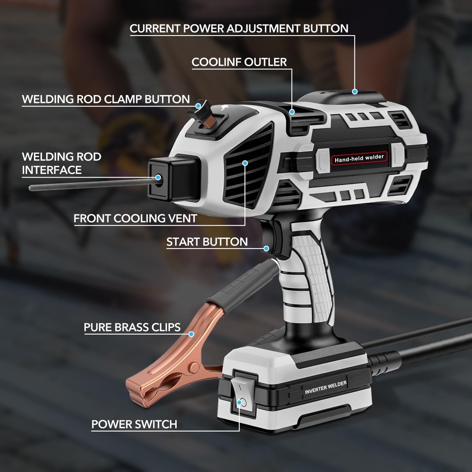 110V Handheld Welding Machine Kit with Auto-Darkening Goggles & Welding Rods
