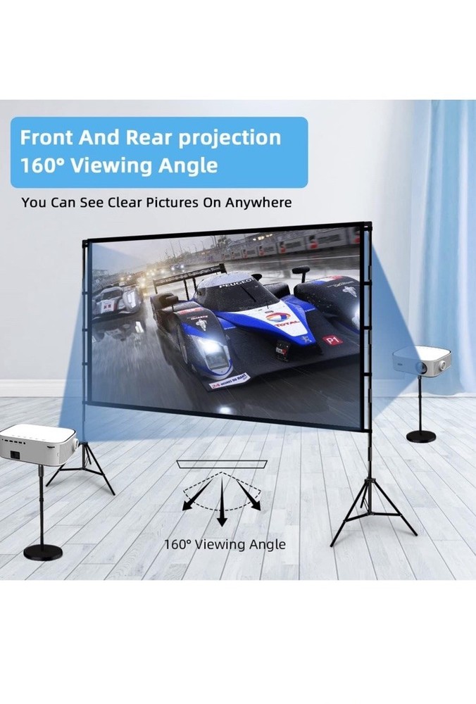 TOWOND Projector Screen with Stand, 100 inch Outdoor Projector Screen Portable