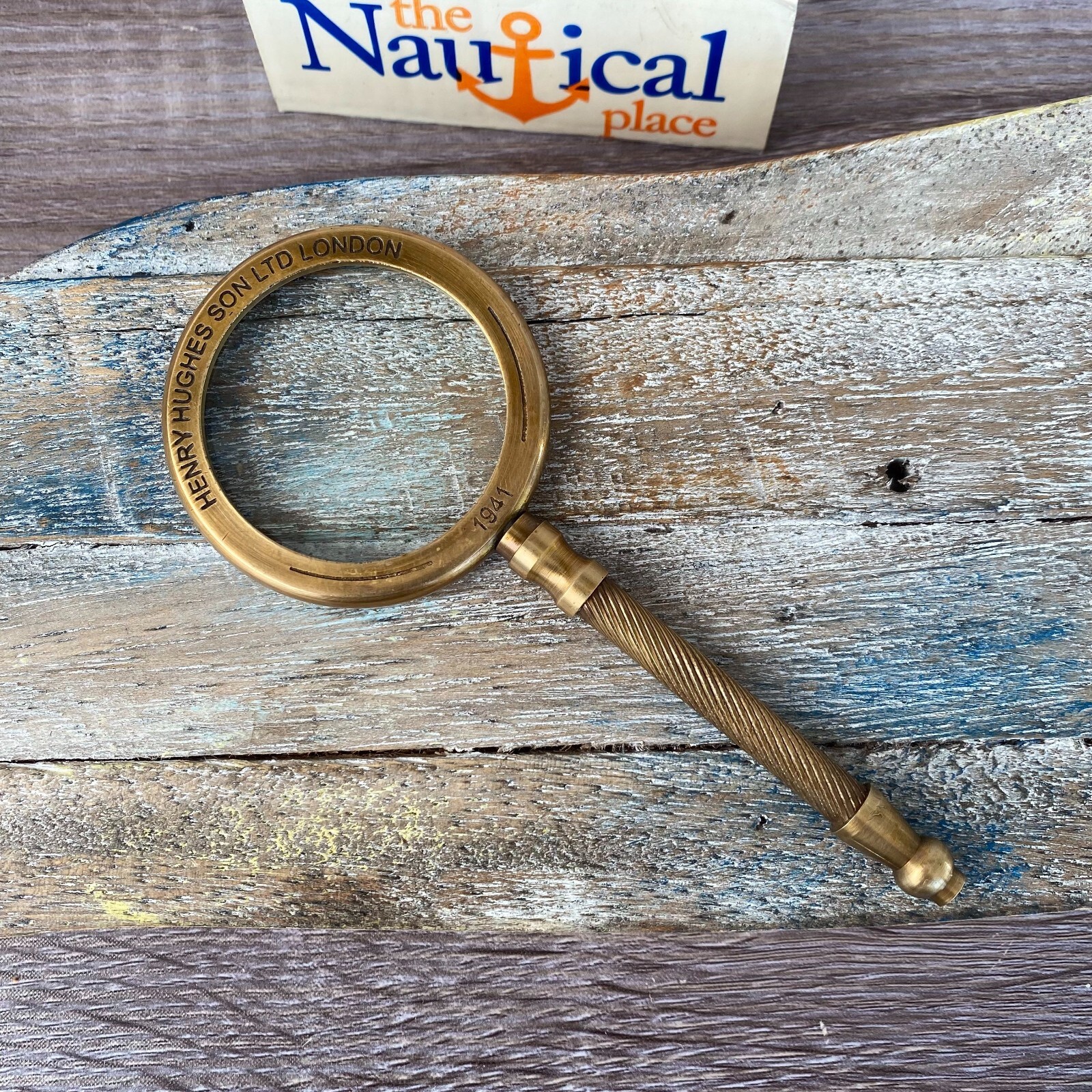 5.5" Brass Magnifying Glass - Antique Finish Hand Held Magnifier - Vintage Style