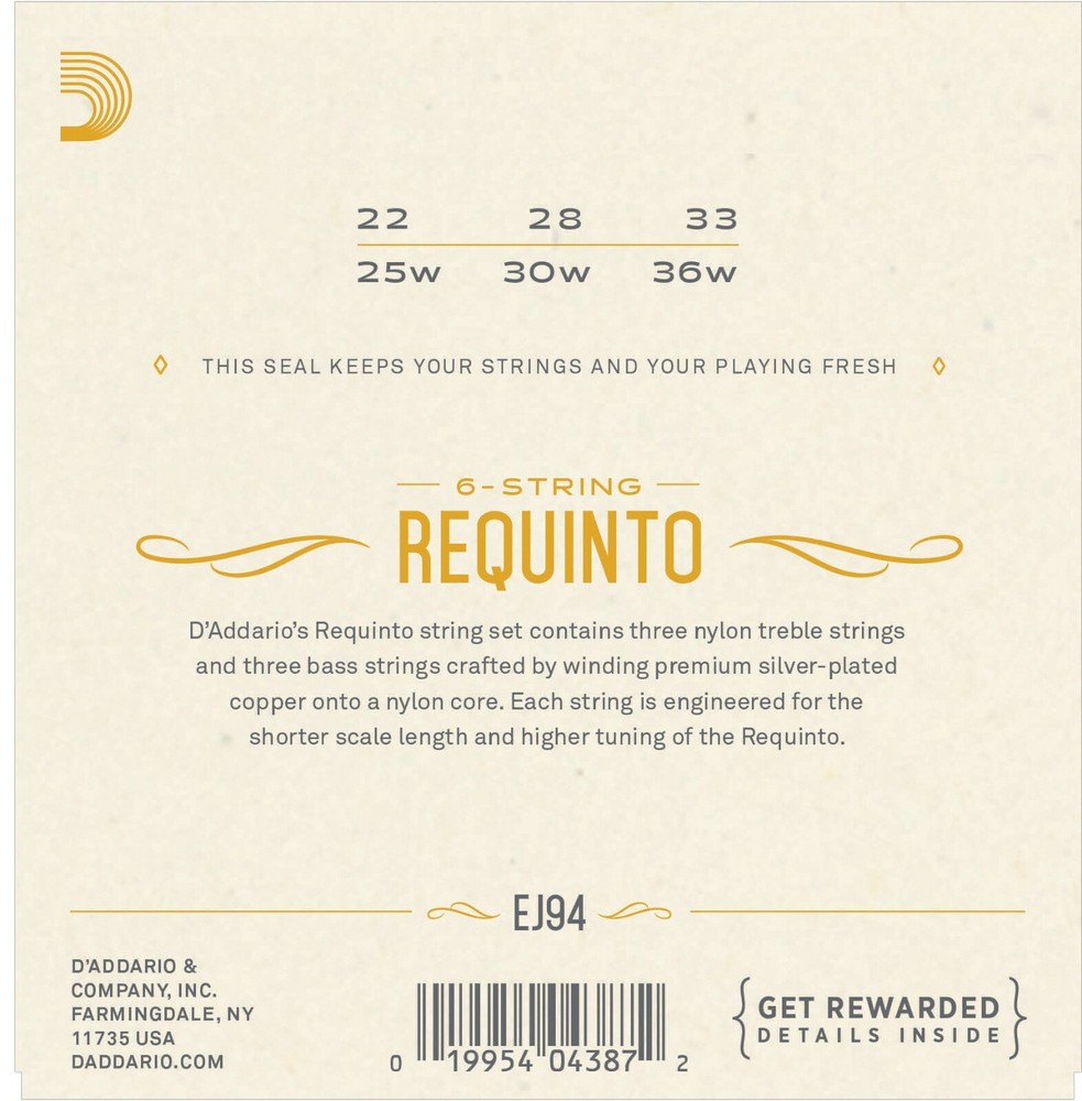 D'Addario EJ94 Requinto Guitar Strings 6 String Juegos De Cuerdas Requinto Nylon