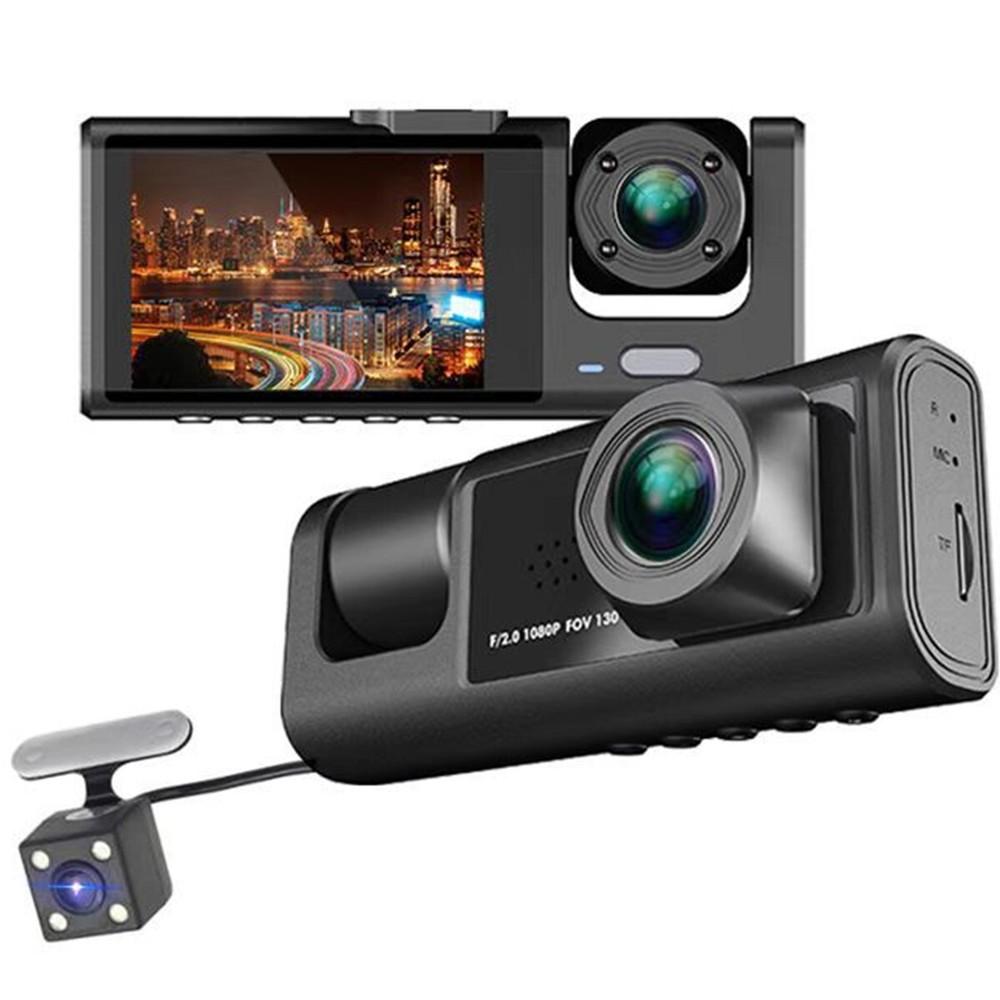 Car Dash Cam 3 Lens 2in Video Recorder Loop DVR Recording Night Vision G-sensor