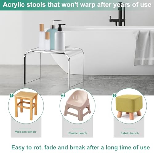 Acrylic Step Stool 9in Step Stools for Kids 250-LBS Capacity Standard Stool