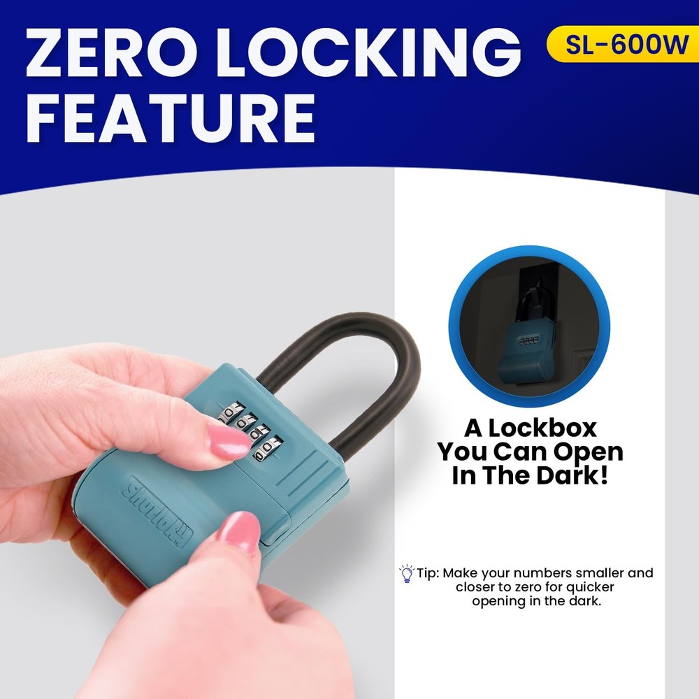 SL-600W Numbered Key Storage Combination Lock Box, Blue, Wall Mount, Safe, Code