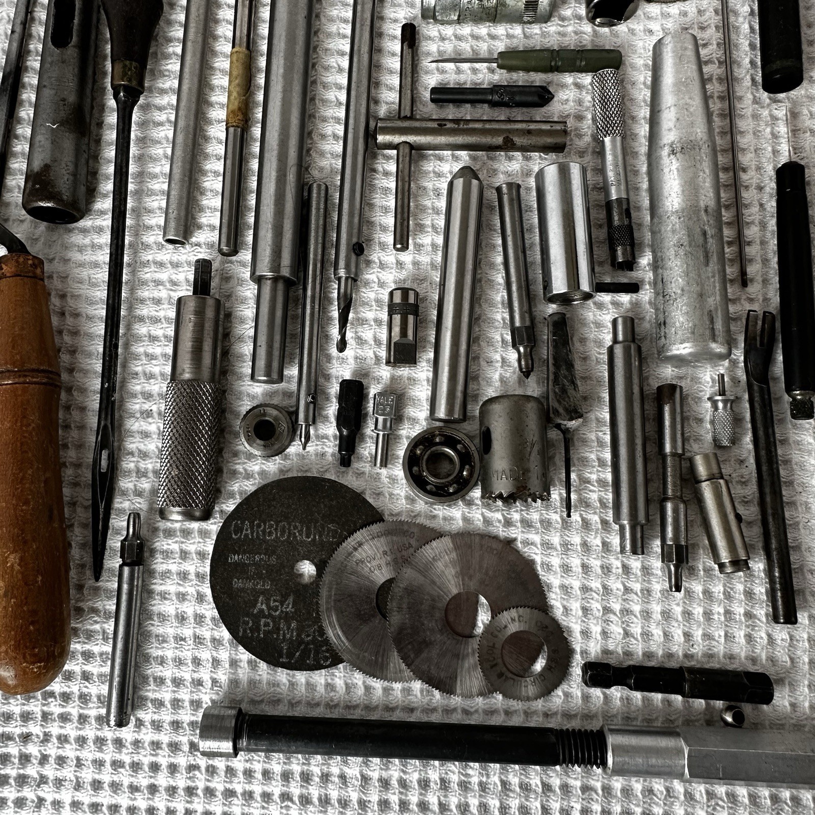 Machinist and Watchmaker Tools Lot 62 Piece End Mill Awl Saw Blades Drill Bits