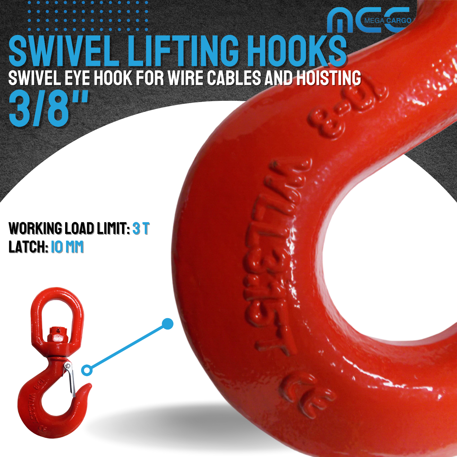 G80 Heavy Duty 1.2T - 5T Swivel Lifting Hook w/ Latch for Lifting Hoist Rigging