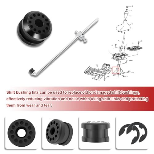 2PCS Transfer Case Shift Linkage Bushings with E-Clips, Transfer Shift Control