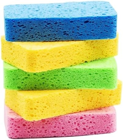 5 Pack Large Cellulose Sponges Heavy Duty Scrub