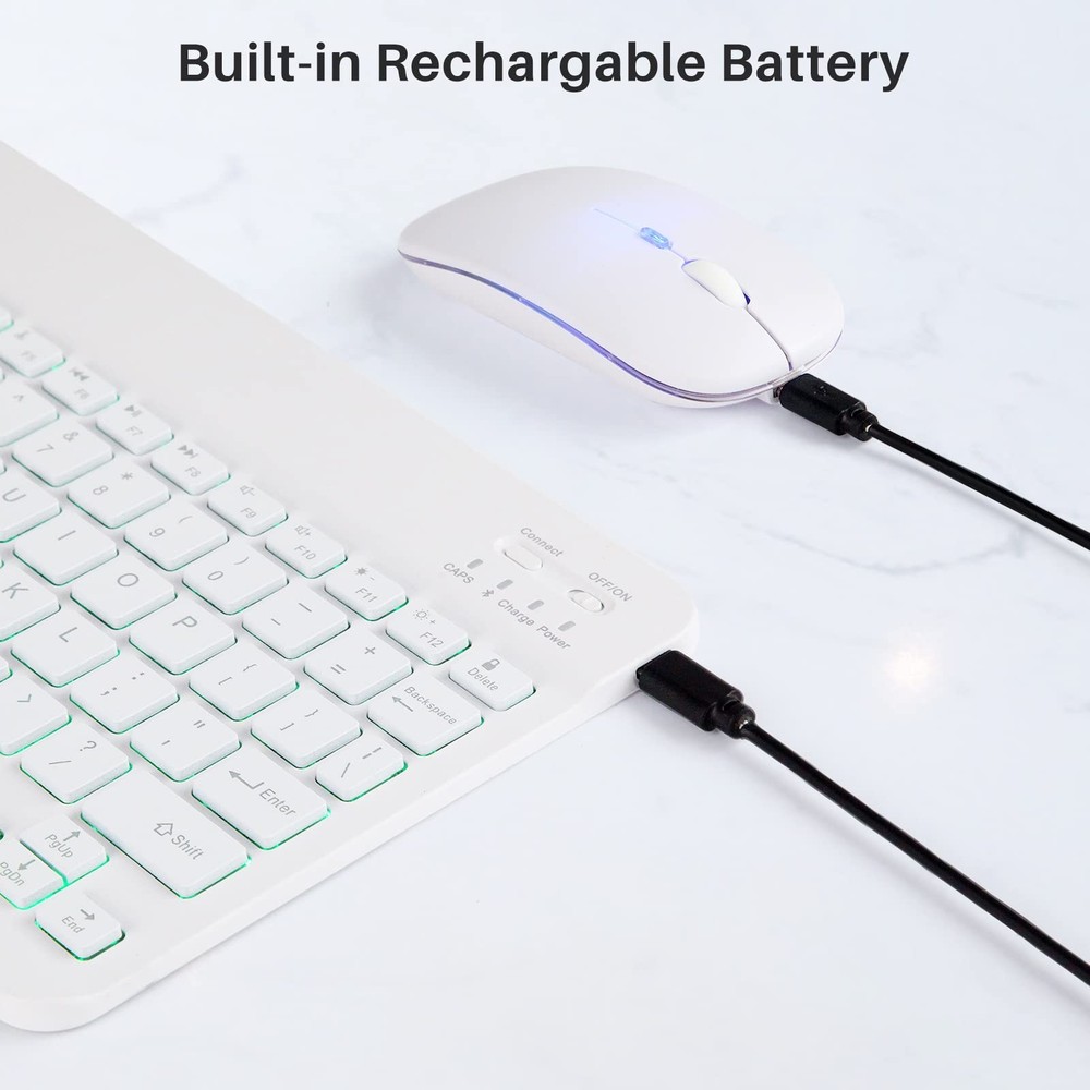 Bluetooth Keyboard and Mouse Combo for iPad - Rechargeable Wireless Keyboard ...