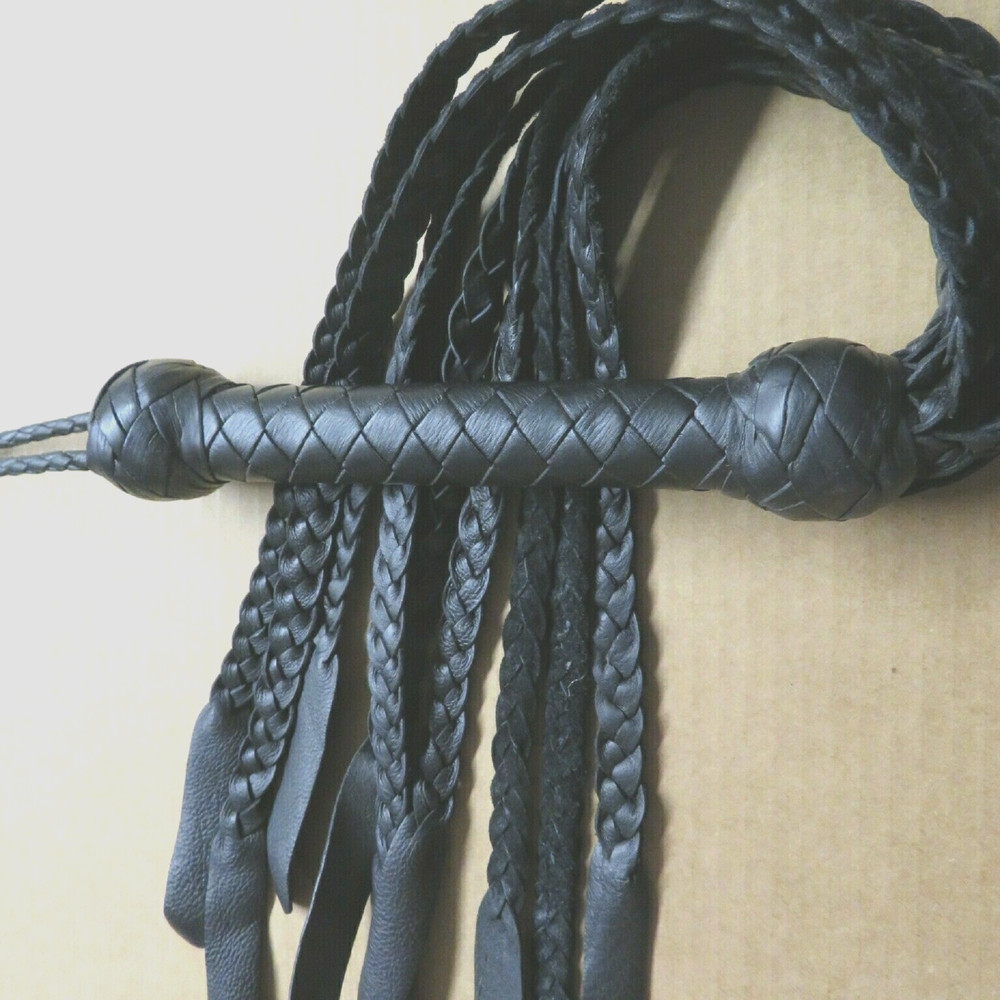 Leather Cat O' Nine Tails, Flat Braid Flogger, Handcrafted