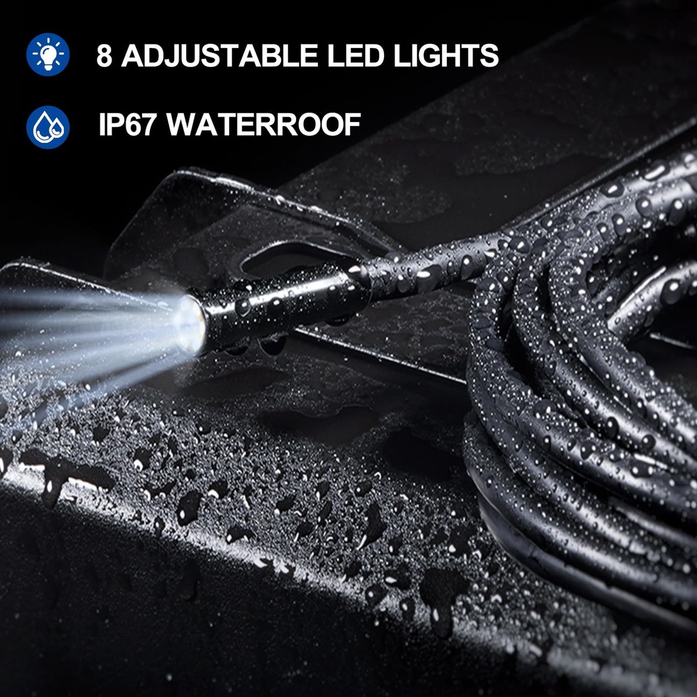 4.3" Borescope Camera – 1920P Endoscope Camera with Light, 16FT Semi-Rigid Ca...