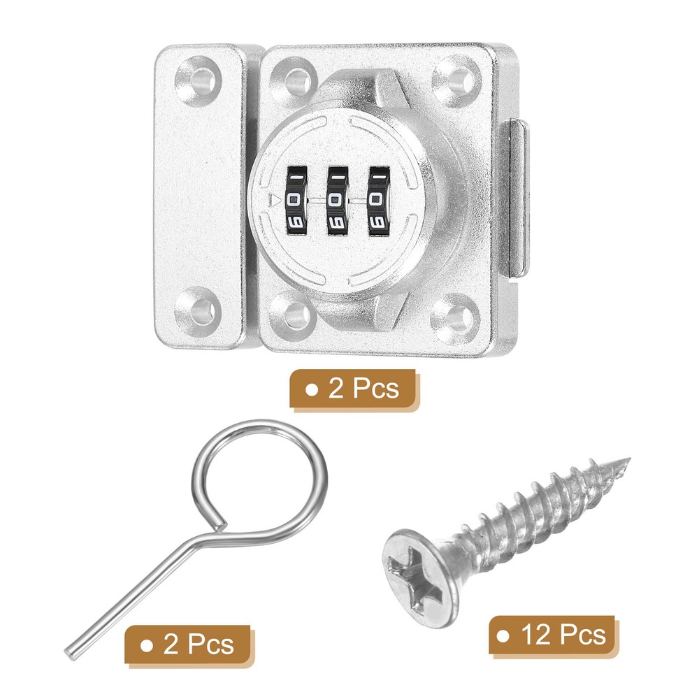 2 Pcs Combination Cabinet Latch Keyless Password Lock Silver