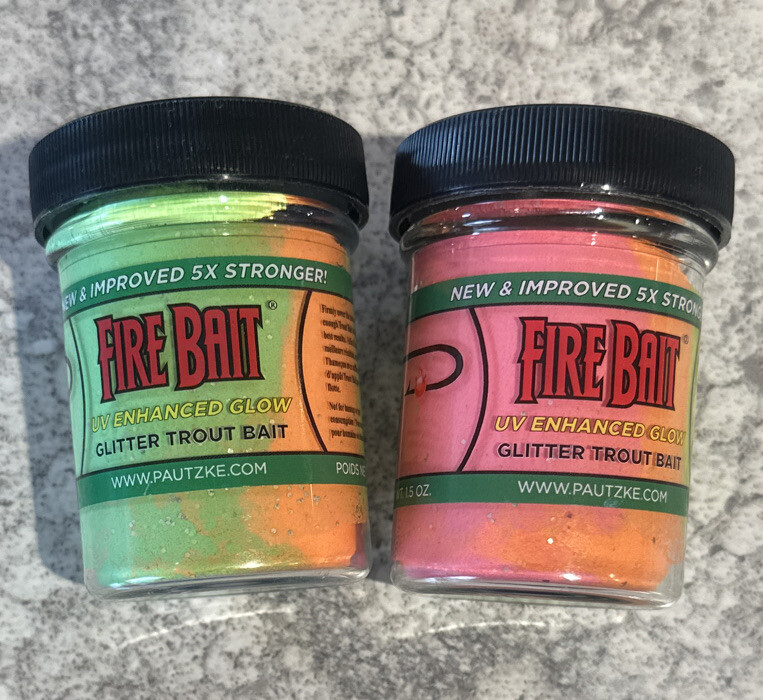 2 Jars Pautzke Fire Bait Glitter Trout Bait Rainbow