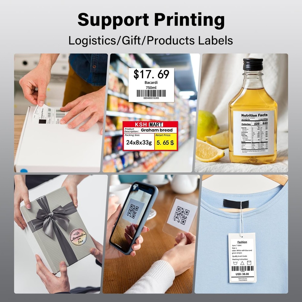 Phomemo D450BT 4x6 Wireless Shipping Label Printer with 500pcs labels