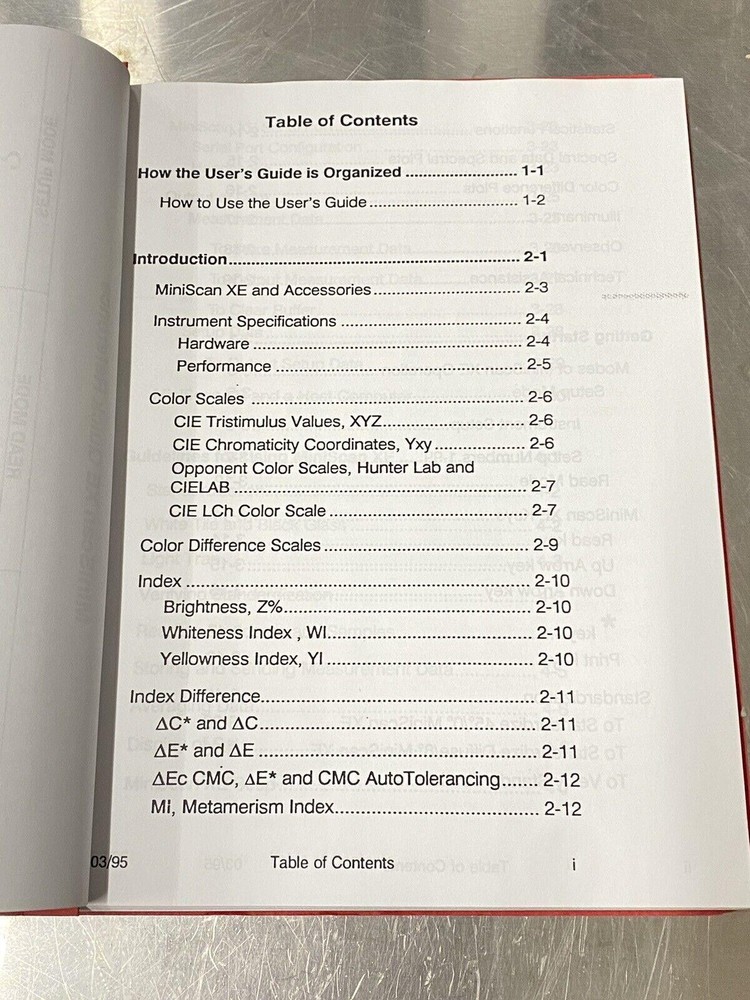 HunterLab MiniScan XE - Users Manual / Guide / Instructions