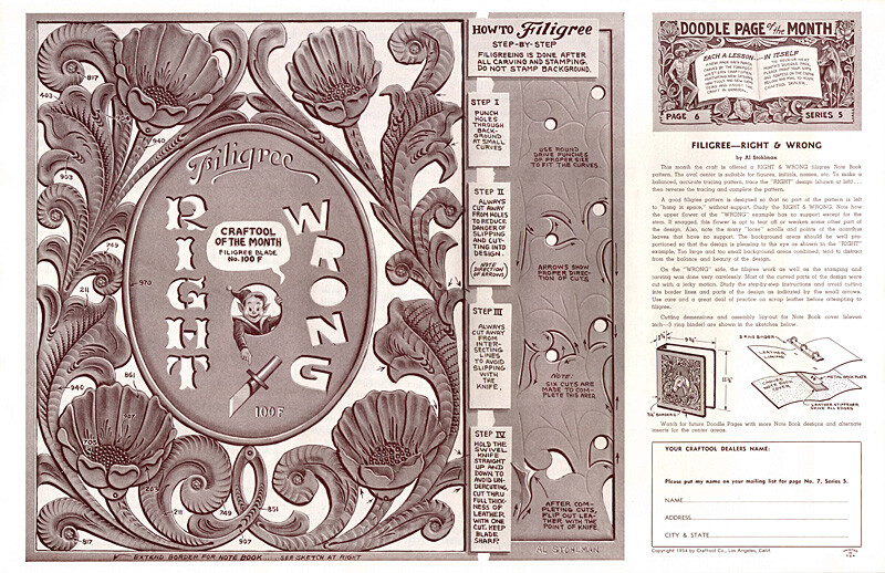 Leather Craft Doodle Pattern  FILIGREE----Right & Wrong