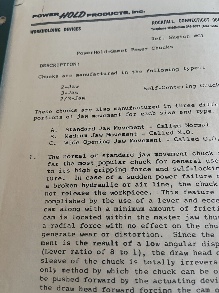 Operating & Maintenance Instructions Hydraulic Power Chuck