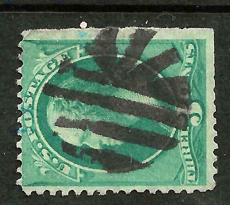 Fancy Cancel x 2 DIFFERENT SHIELDS 3 Cent Washington Banknote 1871-83 US 34F13