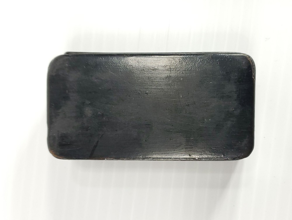 Antique Mache' and Lacquer Snuff Box Rectangular with Decorative Lid