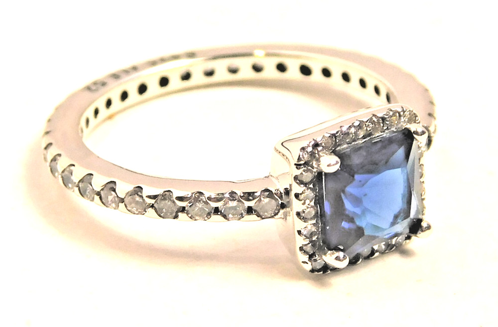 Authentic Pandora Ring, Timeless Elegance, Blue Crystal, #190947NBT