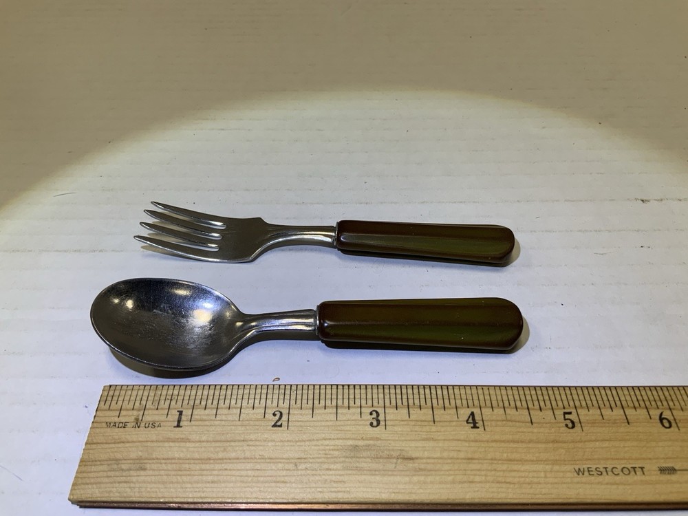Vintage Dark Green Bakelite/Catalin Childs Flatware Fork /Spoon