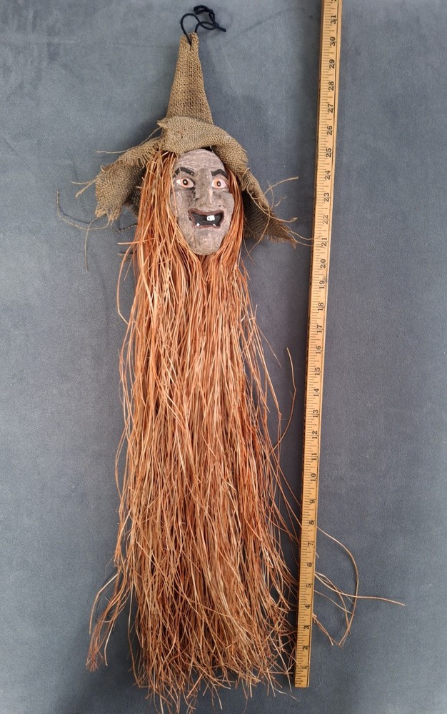 Handmade Rustic Burlap kitchen Witch Wall Decor Halloween 30 Inch