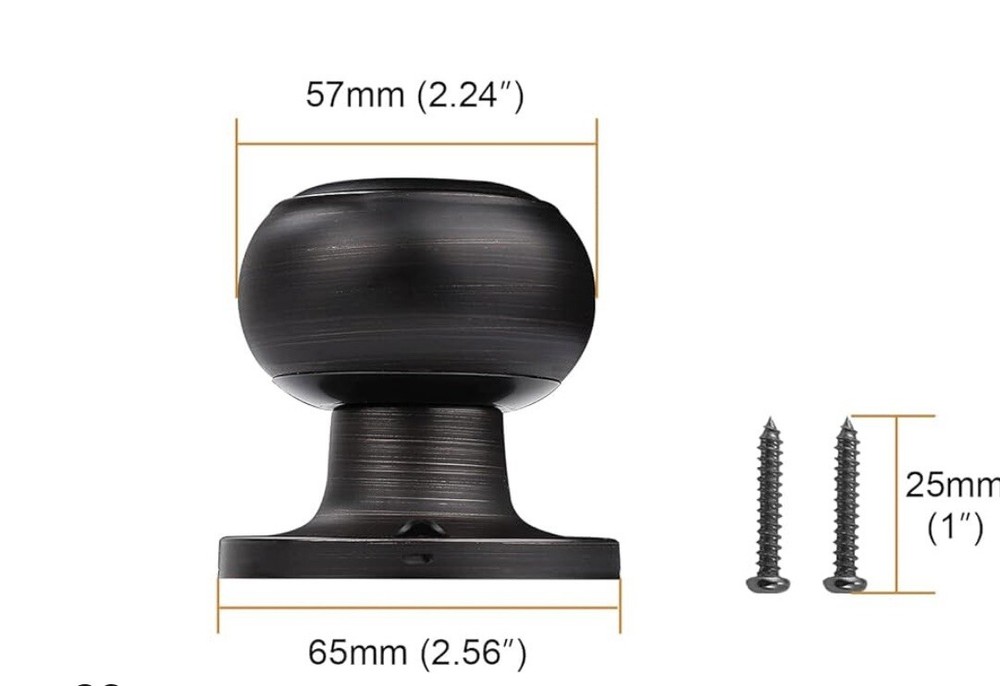 3 Door Knobs Probrico Flat Ball Single Dummy Non-Turning Interior Door Handles