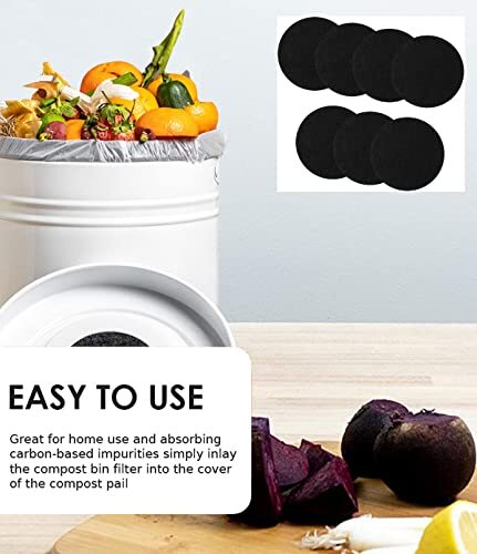 Kitchen Compost Bin Charcoal Filter Ceramic Pail Activated Carbon, 7Pieces Set