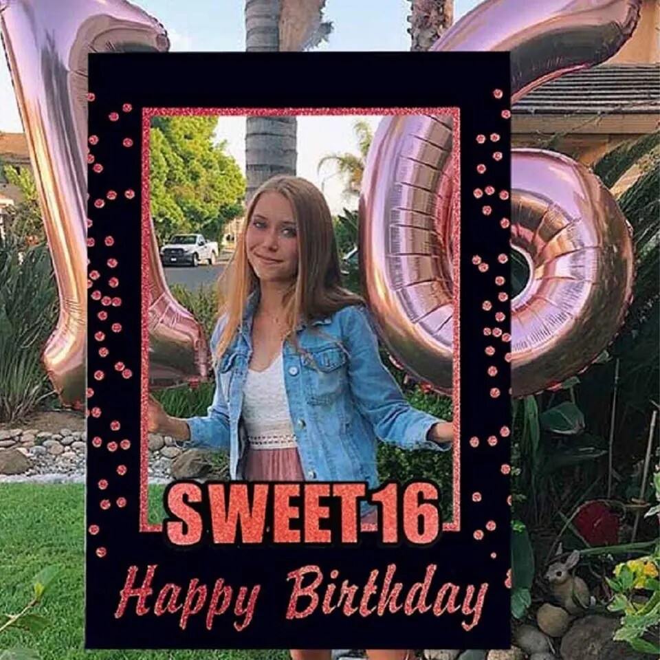 Glitter Happy 16th Birthday Sweet 16 Photo Frame 16th Birthday Booth