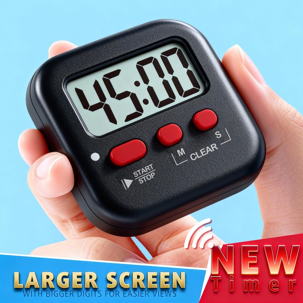 2pc Digital Kitchen Timers, Magnetic Countdown Timer Loud or Silent Mode