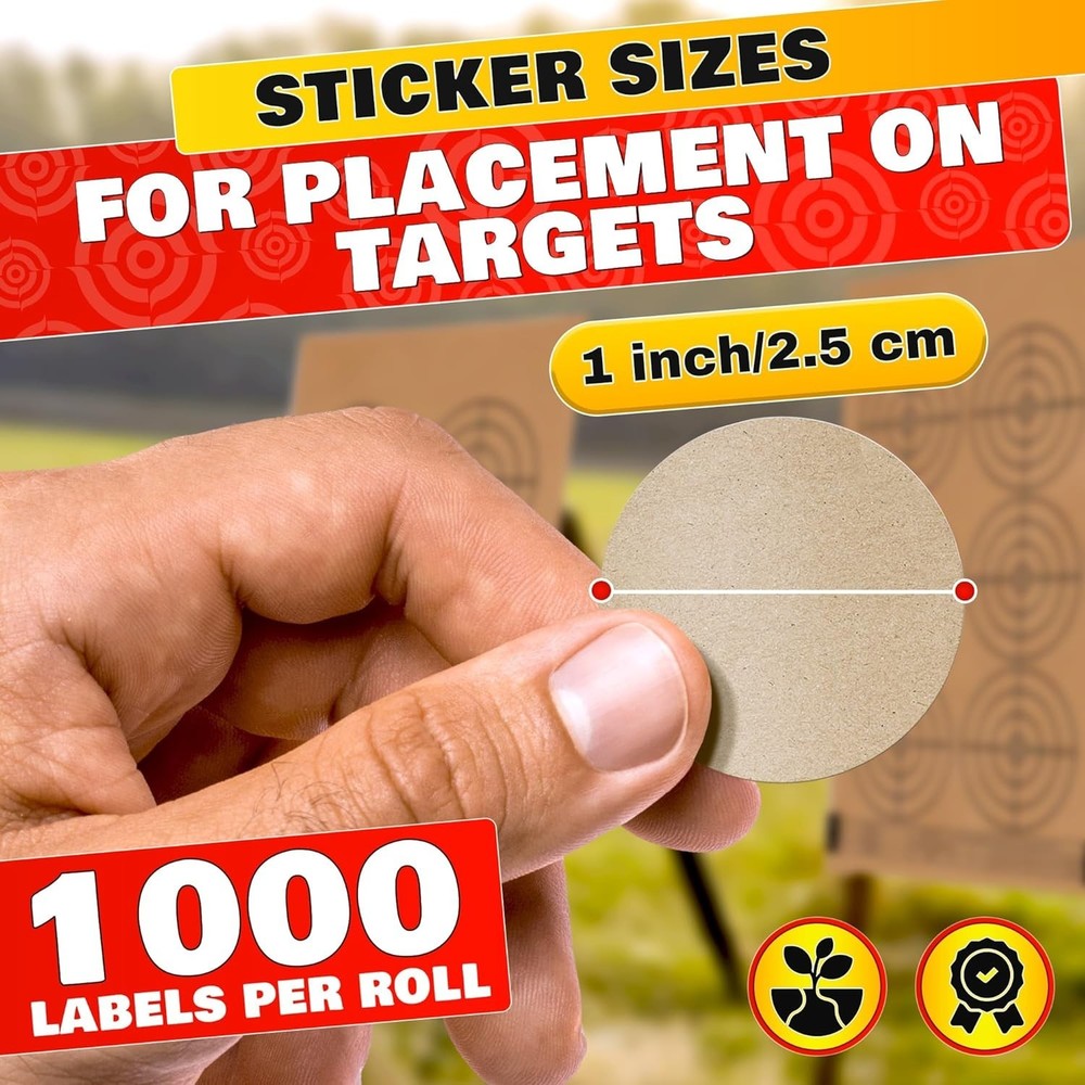 1000 Pcs Target Pasters – 1" IDPA Сardboard Target Stickers – Solid Construct...