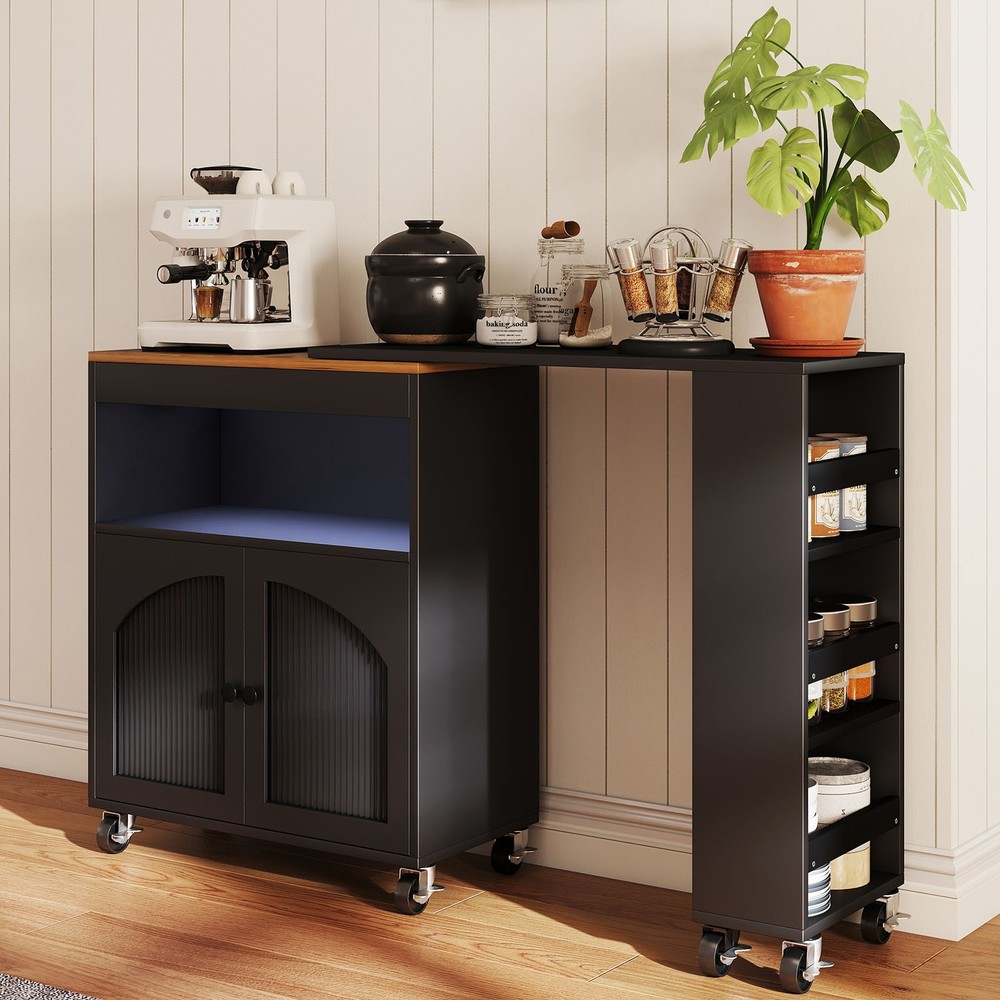 Modern Kitchen Island With Storage Rolling Cart