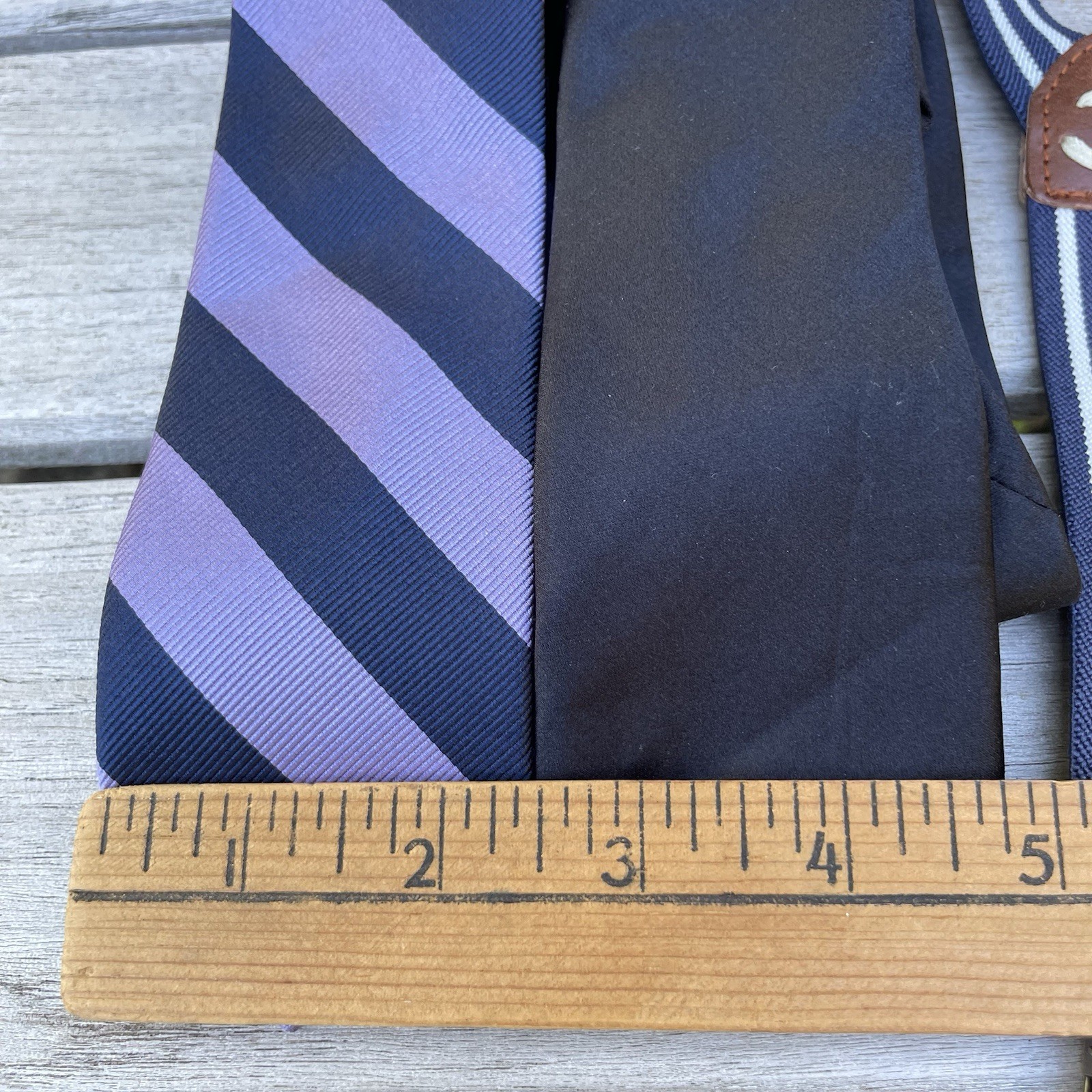 Boy's J CREW CREWCUTS Lot of 2 Neckties and Suspenders Navy Purple Stripe 2.5x52