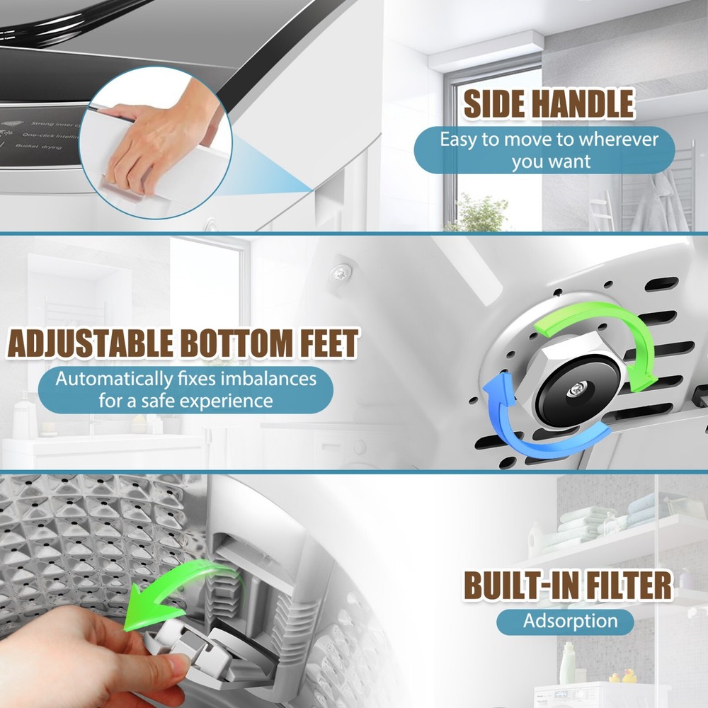 20lbs Portable Washing Machine - Full-Automatic Washing Machine with 10 Program