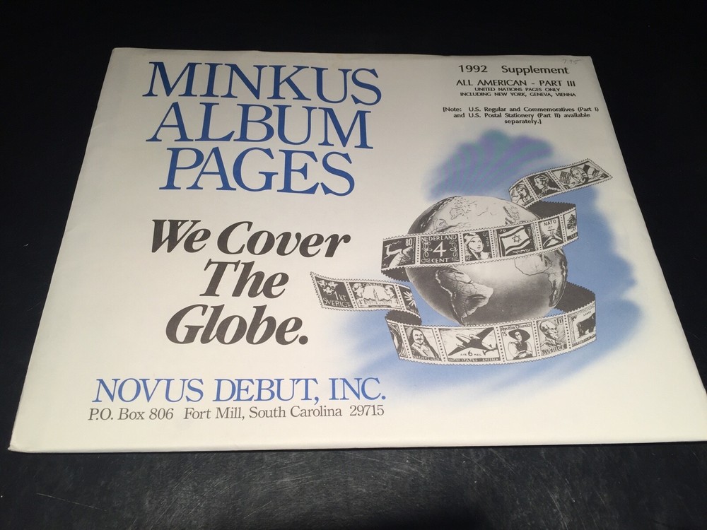 New Minkus All American United States Stamp Album Supplement Pages- 1992 Part 3