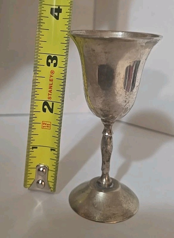 6 Vintage E.P.N.S. Silver Plated Wine Goblets, 3 1/2"Tall.