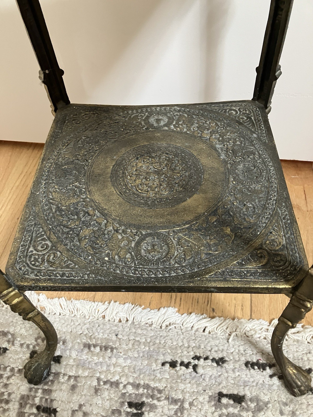 Antique Victorian Cast Iron Plant Stand 2-Tier Side Table