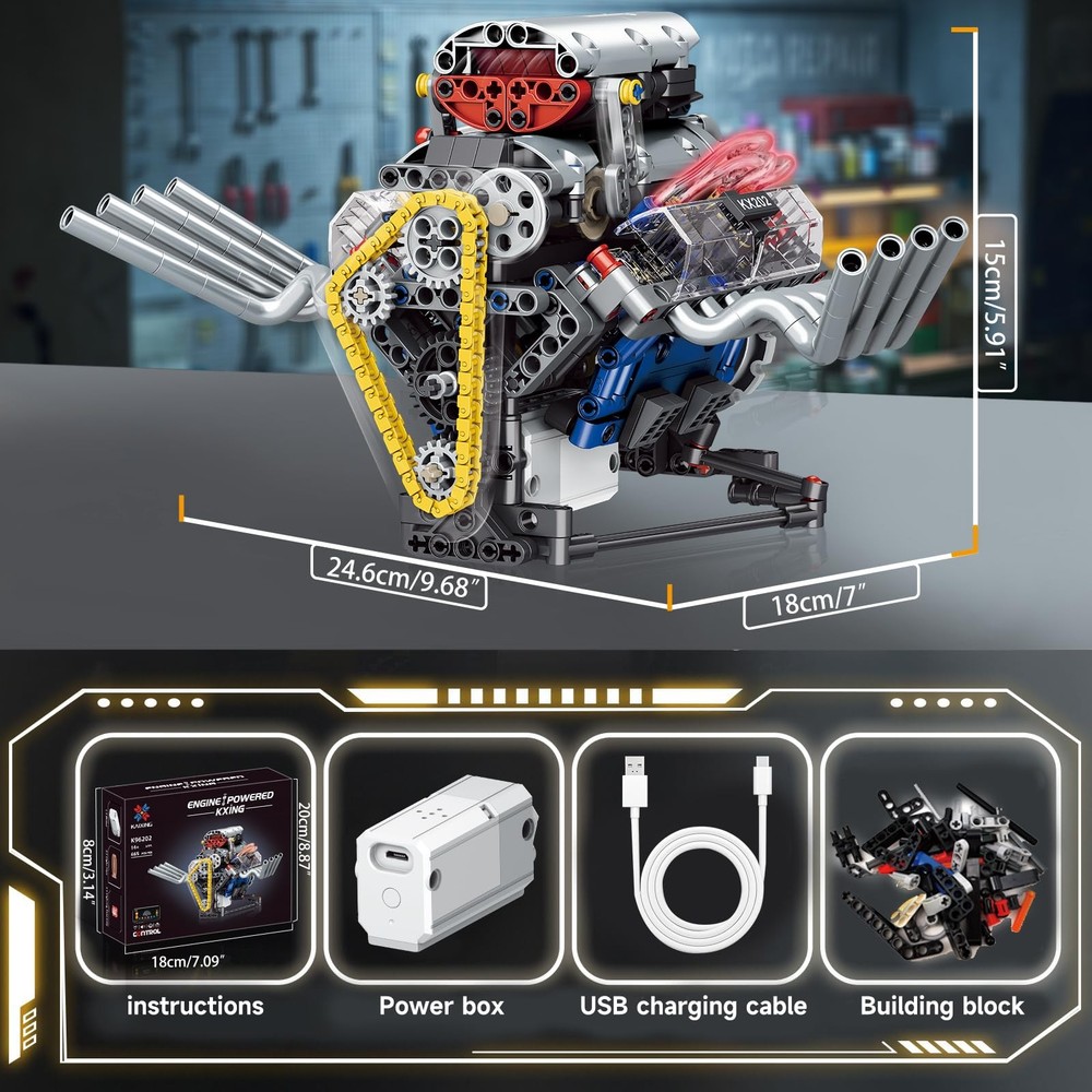 V8 Engine Model Kit,To Build Your Own Mini Engine That Works,Mini Engine Build