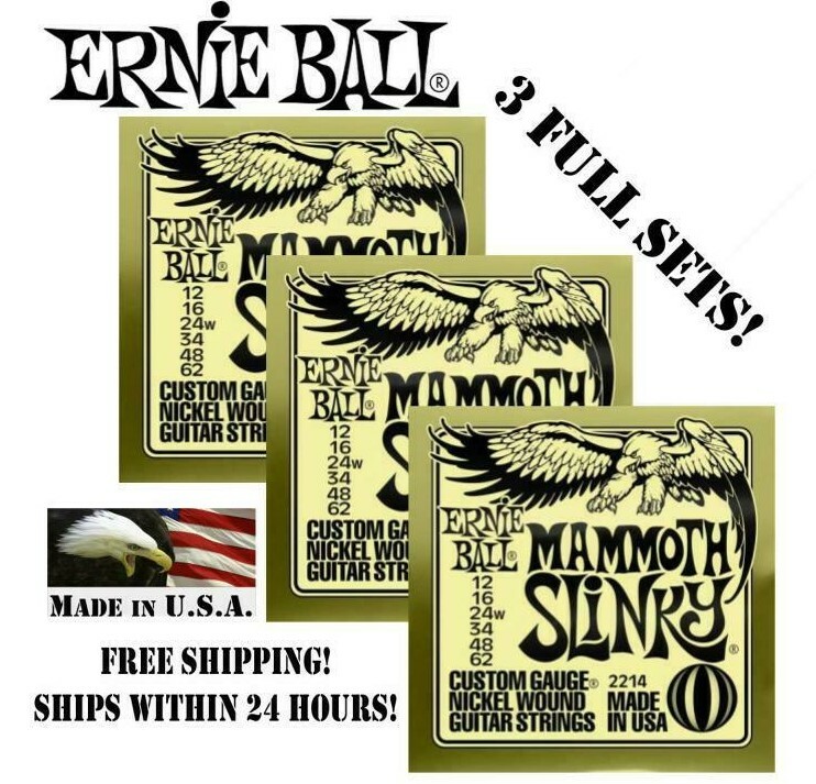 ** 3 SETS! ERNIE BALL MAMMOTH SLINKY ELECTRIC GUITAR STRINGS 2214 **