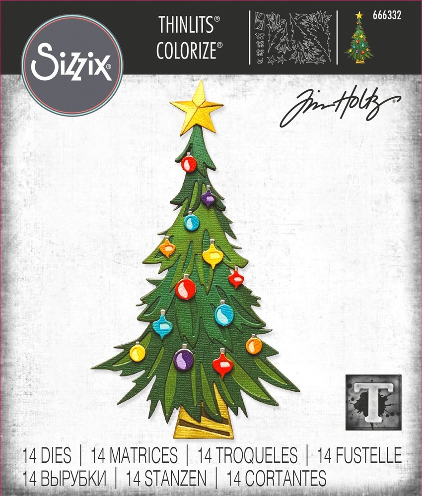 Sizzix Thinlits Colorize Trim a Tree 14pc #666332 Retail $34.99 Tim Holtz NEW
